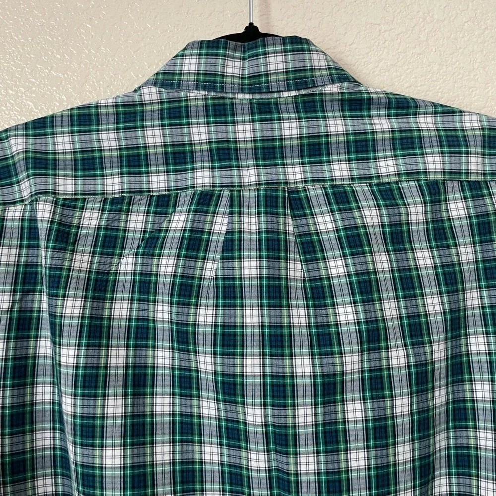 J. Crew Shirt Mens Large Green Blue Plaid‎ Classic Fit Long Sleeve Button Down